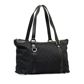 Gucci-Abtei-Einkaufstasche aus GG-Segeltuch 141470-Schwarz