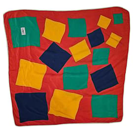 Yves Saint Laurent-YSL silk scarf-Red,Green,Orange,Navy blue