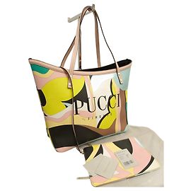 Bolsa de mão Emilio Pucci em couro e tecido multicolorida Multicor