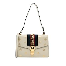 Gucci-Bolso satchel Sylvie con estrella de abeja pequeña de Gucci blanco-Blanco