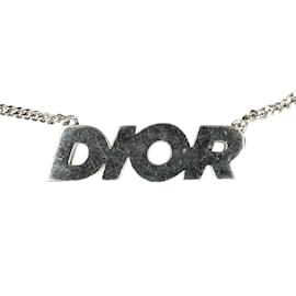 Dior-Silver Dior Homme Logo Pendant Necklace-Silvery