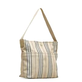 Burberry-Borsa a tracolla Burberry in tela beige a righe House-Beige