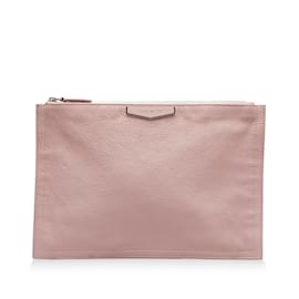Givenchy-Pink Givenchy Antigona Leather Clutch Bag-Pink