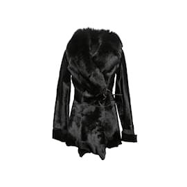 Roberto Cavalli-Black Roberto Cavalli Ponyhair & Fox Fur Coat Size IT 44-Black