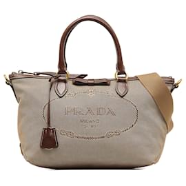 Prada-Bolso satchel de jacquard con logo Canapa de Prada marrón-Castaño