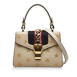 Gucci-Bolso satchel con asa superior y estrella Gucci Mini Sylvie Bee en beige-Beige