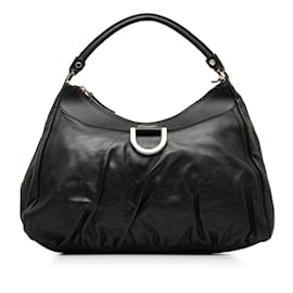 Gucci-Black Gucci Leather Abbey D Ring Shoulder Bag-Black