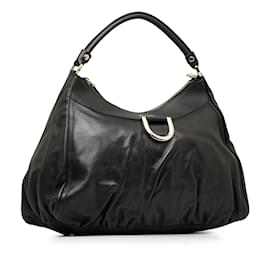 Gucci-Black Gucci Leather Abbey D Ring Shoulder Bag-Black
