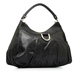 Gucci-Bolso de hombro con anilla en D Abbey de cuero Gucci negro-Negro