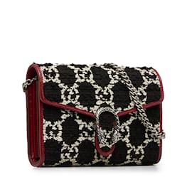 Gucci-Black Gucci GG Tweed Dionysus Wallet on Chain Crossbody Bag-Black