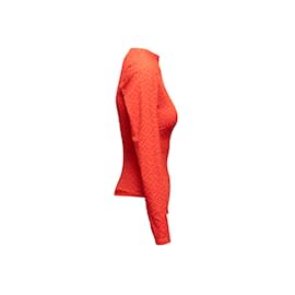 Fendi-Orange-roter Fendi x Skims Langarm-Body mit Logo, Größe US M-Orange