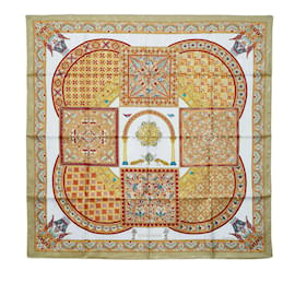 Hermès-Yellow Hermes Ciels Byzantins Silk Scarf Scarves-Jaune