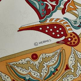 Hermès-Yellow Hermes Ciels Byzantins Silk Scarf Scarves-Jaune