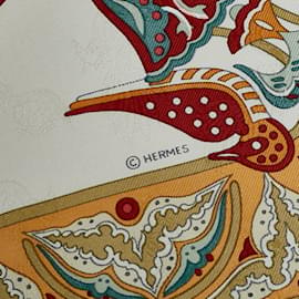 Hermès-Yellow Hermes Ciels Byzantins Silk Scarf Scarves-Yellow
