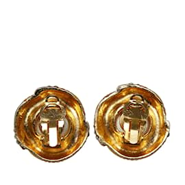 Chanel-Boucles d'oreilles à clip dorées avec fausses perles Chanel-Doré
