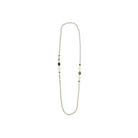 Chanel-Gold-Tone & Faux Pearl Chanel Long Strand Necklace-Golden