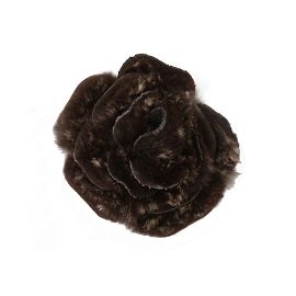 Brown Chanel Rabbit Fur Camellia Lapel Pin Brown