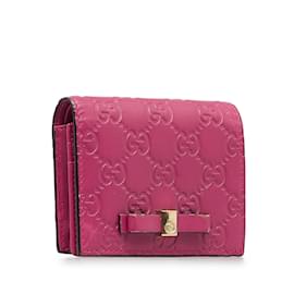 Gucci-Rosafarbene Gucci Guccissima-Brieftasche mit Schleife-Pink