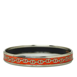 Hermès-Red Hermes Chaine Dancre Narrow Enamel Bangle Costume Bracelet-Red