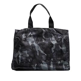 Prada-Black Prada Tessuto Camouflage Tote Bag-Black