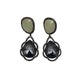 Autre Marque-Multicolor Bavna Sapphire, Diamond & Faceted Gemstone Drop Earrings-Multiple colors