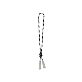 Autre Marque-Black Faceted Bead & Diamond Tassel Necklace-Black