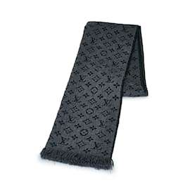 Louis Vuitton-Gray Louis Vuitton Logomania Wool Scarf Scarves-Other