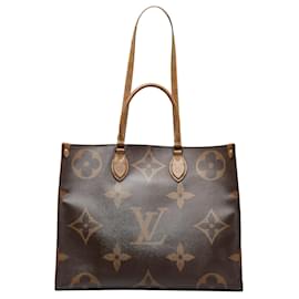 Louis Vuitton-Sac à main marron Louis Vuitton Monogram Reverse OntheGo GM-Marron