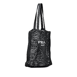 Prada-Black Prada Raffia Logo Tote-Black