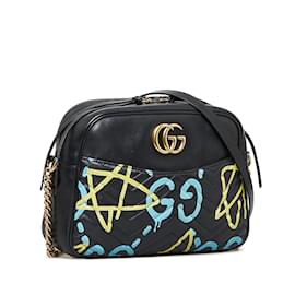 Gucci-Black Gucci Gucci Ghost GG Marmont Crossbody Bag-Black
