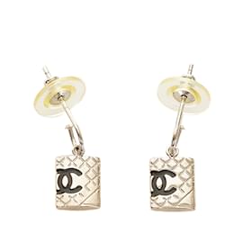 Chanel-Silver Chanel Cambon Ligne Pushback Earrings-Silvery