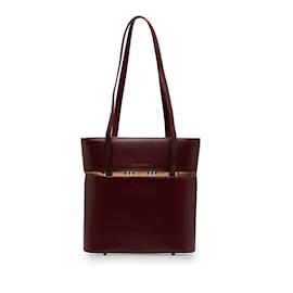 Burberry-Red Burberry Leather Shoulder Bag-Red