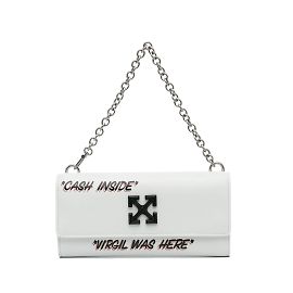 White Off White Jitney Quote Wallet on Chain Baguette White