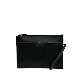 Versace-Pochette en cuir noire Versace V Logo-Noir
