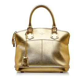 Louis Vuitton-Gold Louis Vuitton Metallic Suhali Lockit MM Handbag-Golden