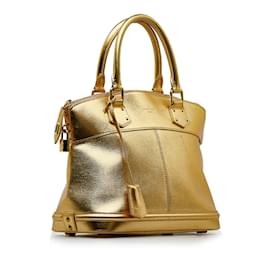 Louis Vuitton-Gold Louis Vuitton Metallic Suhali Lockit MM Handbag-Golden