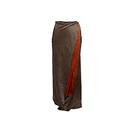 Dries Van Noten-Falda de seda estampada Dries Van Noten marrón y naranja Talla FR 36-Castaño