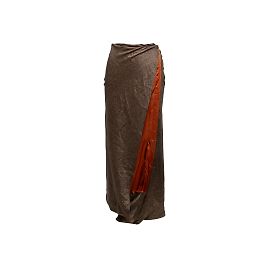Saia de seda estampada marrom e laranja Dries Van Noten tamanho FR 36 Marrom