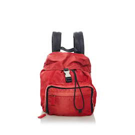 Prada-Red Prada Tessuto Drawstring Backpack-Red