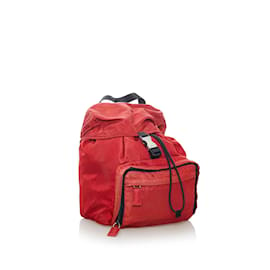 Prada-Red Prada Tessuto Drawstring Backpack-Red