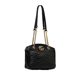 Gucci-Black Gucci GG Marmont Matelasse Leather Shoulder Bag-Black