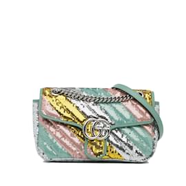 Gucci-Mehrfarbige, kleine Gucci-Umhängetasche aus GG Marmont mit Pailletten-Mehrfarben