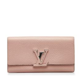 Louis Vuitton-Pink Louis Vuitton Taurillon Capucines Wallet-Pink