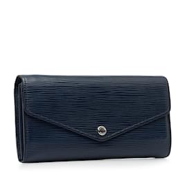 Louis Vuitton-Blue Louis Vuitton Epi Portefeuille Sarah Long Wallet-Blue
