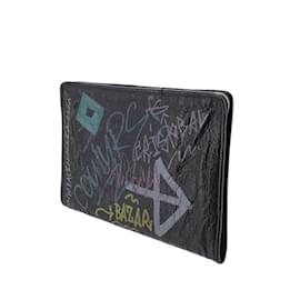 Balenciaga-Black Balenciaga Graffiti Bazar Clutch Bag-Black