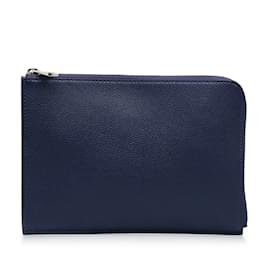 Louis Vuitton-Blue Louis Vuitton Taurillon Pochette Jour PM Clutch Bag-Bleu
