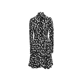 Dolce & Gabbana-Vestido de manga larga con estampado floral Dolce & Gabbana en blanco y negro Talla UE 38-Negro