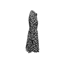 Dolce & Gabbana-Abito a maniche lunghe con stampa floreale bianco e nero Dolce & Gabbana taglia EU 38-Nero