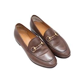 Gucci-Brown Gucci Leather Horsebit Loafers Size 35-Brown
