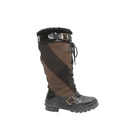 Stivali d'anatra Nova Check Burberry neri e marroni foderati in shearling 39 Nero
